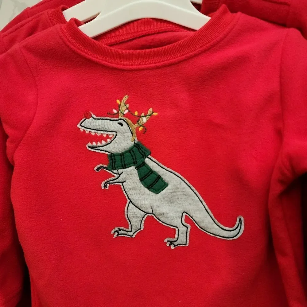 New toddler boy Santa dinosaur Christmas pajama